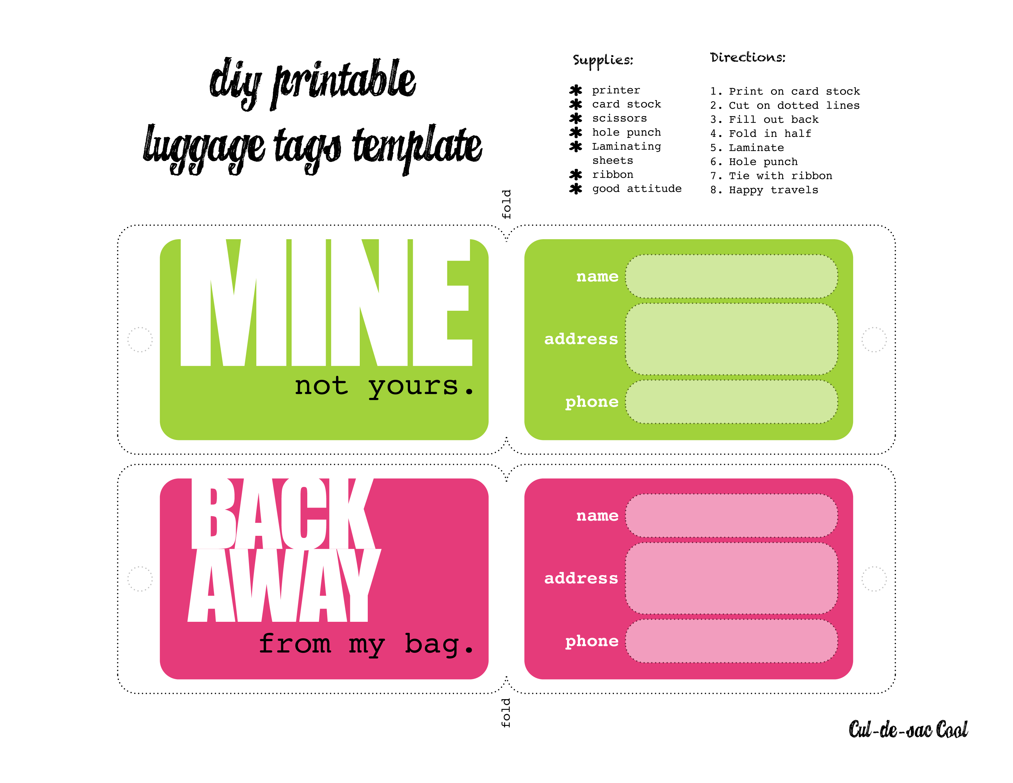 DIY Printable Luggage Tags