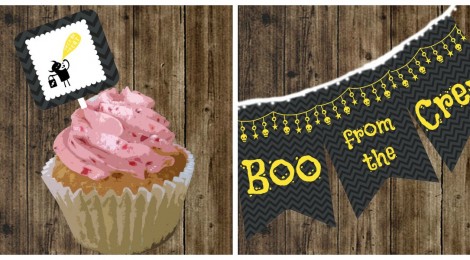 DIY Printable 'Boo from the Crew' Halloween Cupcake Toppers & Garland
