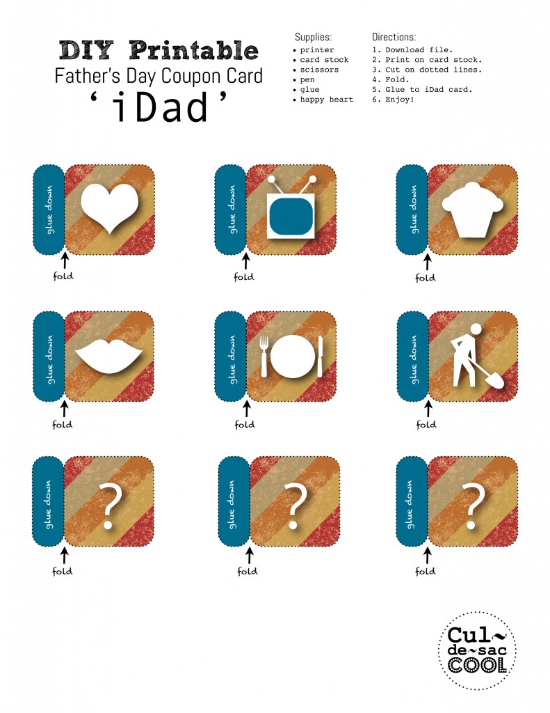 DIY Printable iDad Coupon Card Tops