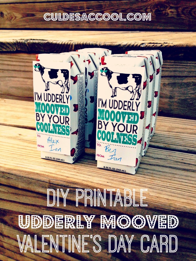 DIY Printable Udderly Moooved Milk Valentine's Day Cards 1