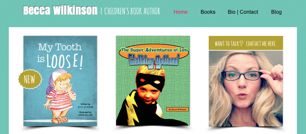 Becca Wilkinson Children's Book Author Website Screen Shot 