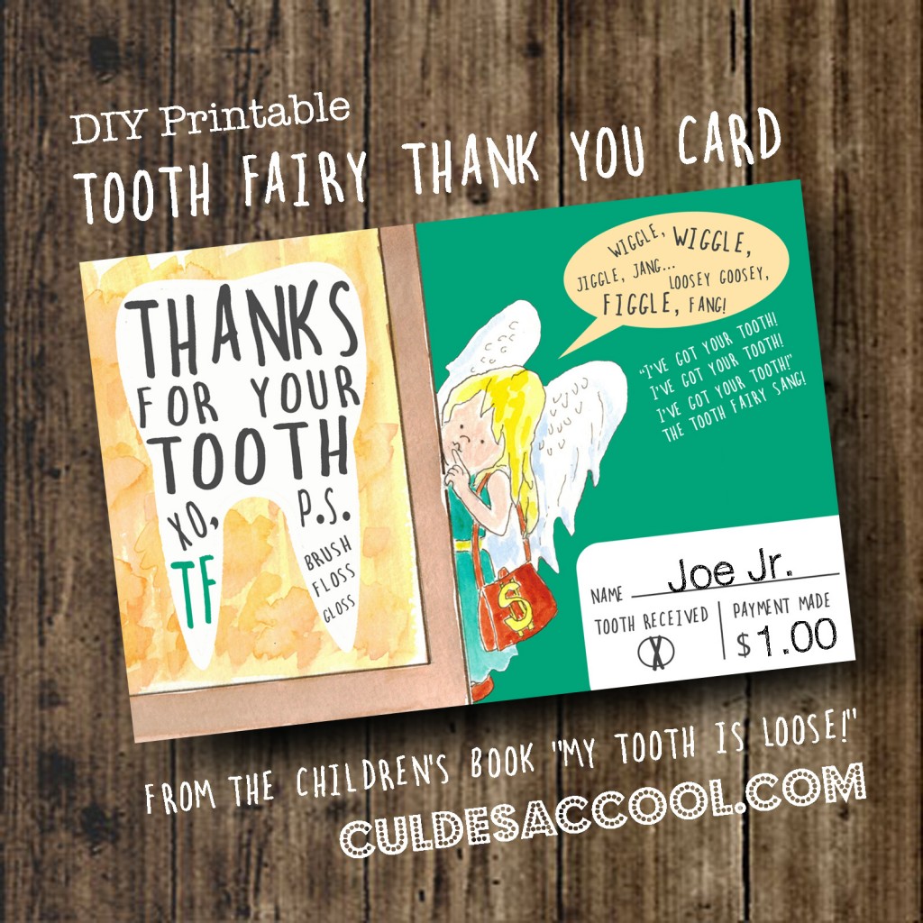 Tooth Fairy Thank You Card Children's Book My Tooth is Loose by Becca Wilkinson Graphic
