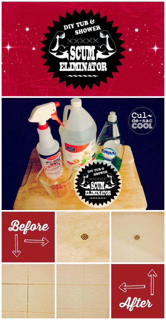 DIY Tub & Shower Scum Eliminator Collage 1