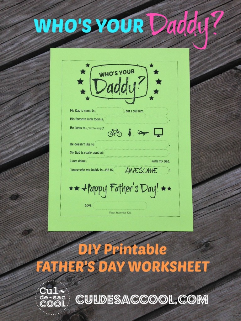 DIY Printable Father's Day Worksheet -- Who's Your Daddy 2
