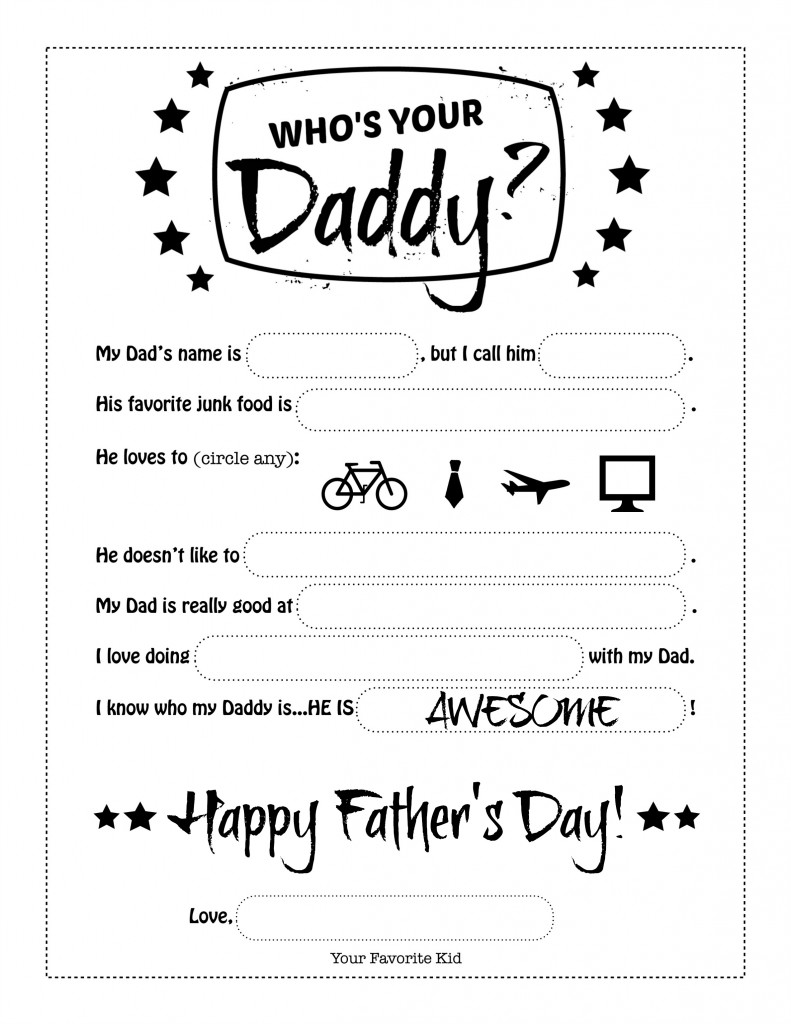 DIY Printable Father's Day Worksheet -- Who's Your Daddy? 1