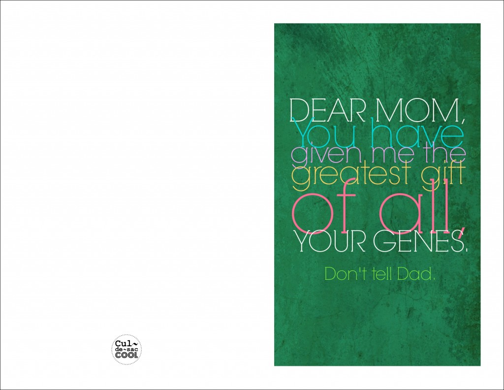 diy printable mother's day card 'mom genes'