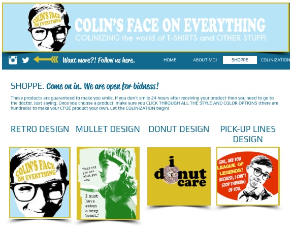 Colin's Face On Everything Website 2
