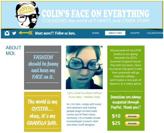Colin's Face On Everything Website 3