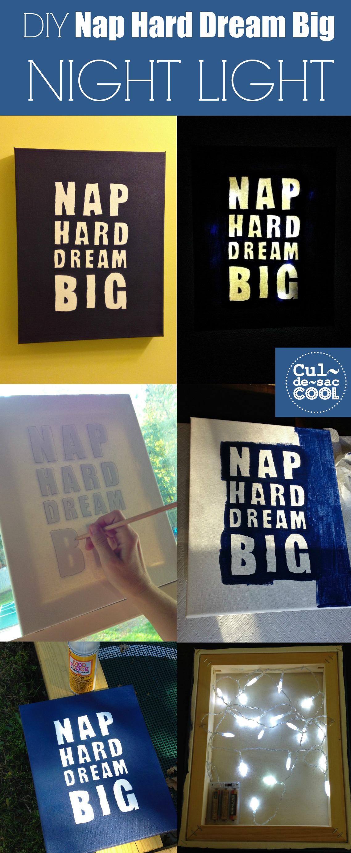 DIY Nap Hard Dream Big Night Light Collage