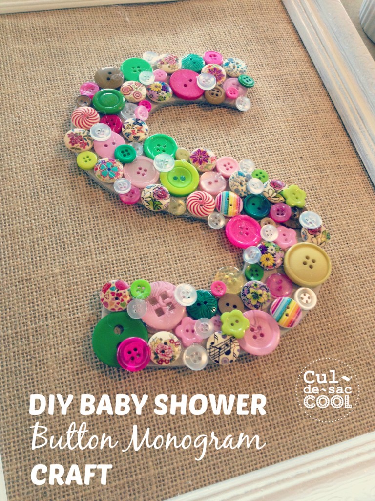 DIY Baby Shower Button Monogram Craft 16.2