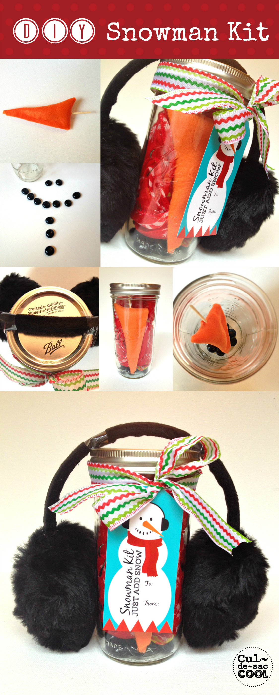 DIY Snowman Kit in a Jar with Free Printable Tag - Great Neighbor Gift ...