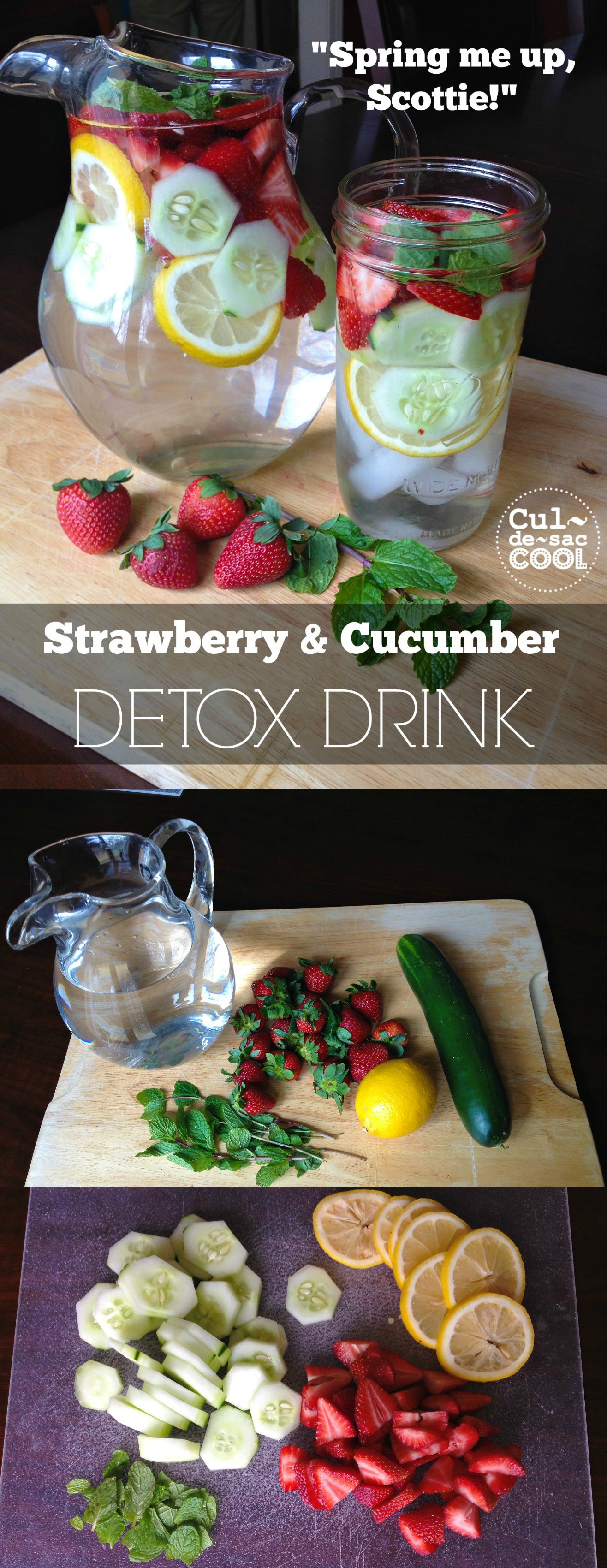 Strawberry and Cucumber Detox Drink Collage
