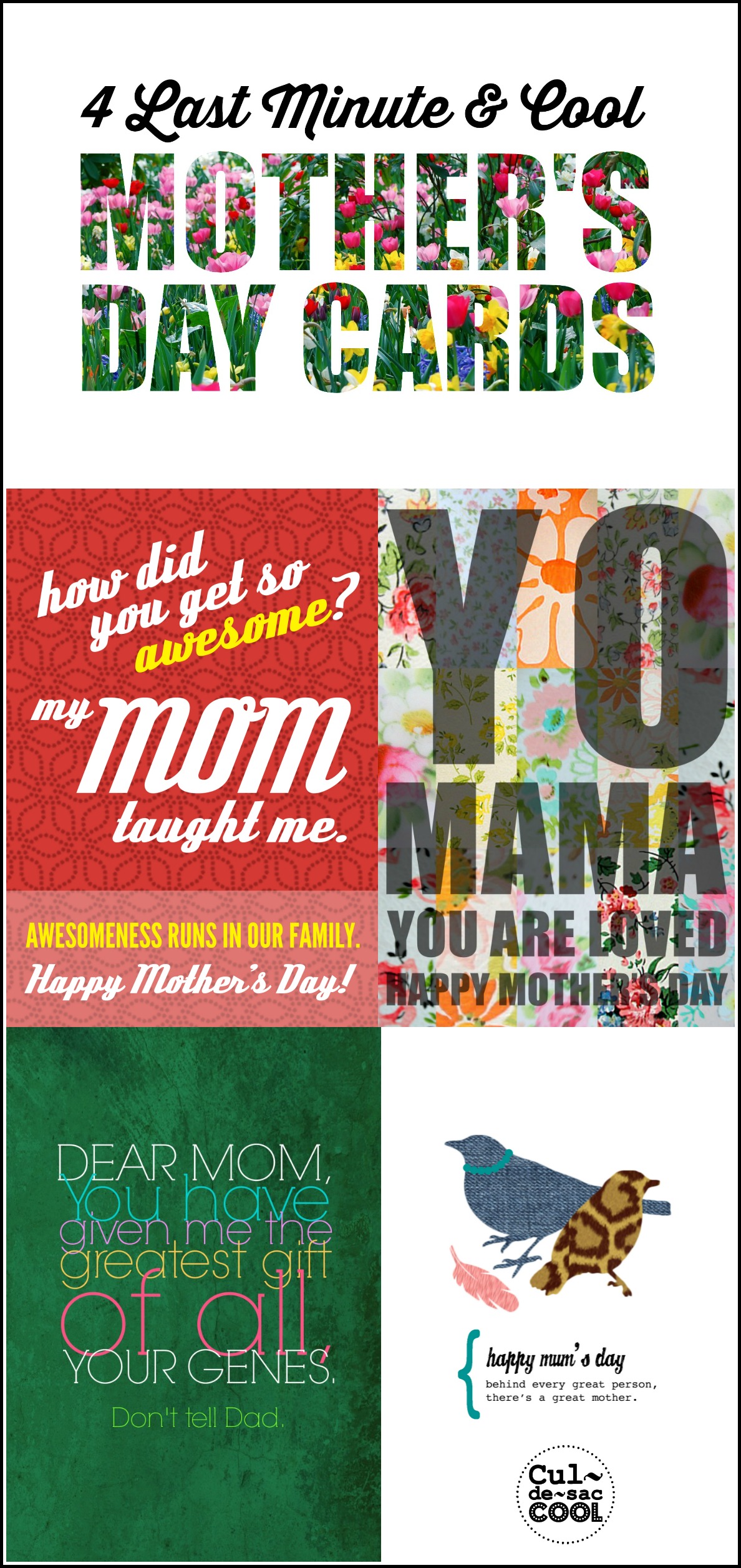 4 Last Minute & Cool Mother's Day Cards Collage