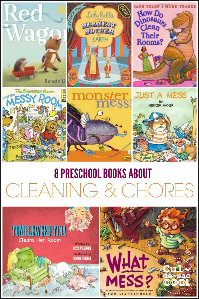 8 Preschool Books About Cleaning and Chores Collage