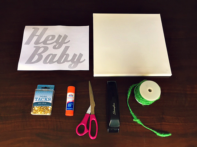 DIY 'Hey Baby' Thumb Tack Artwork Supplies