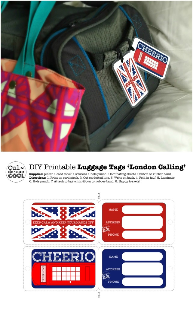 DIY Printable Luggage Tags 'London Calling' Collage