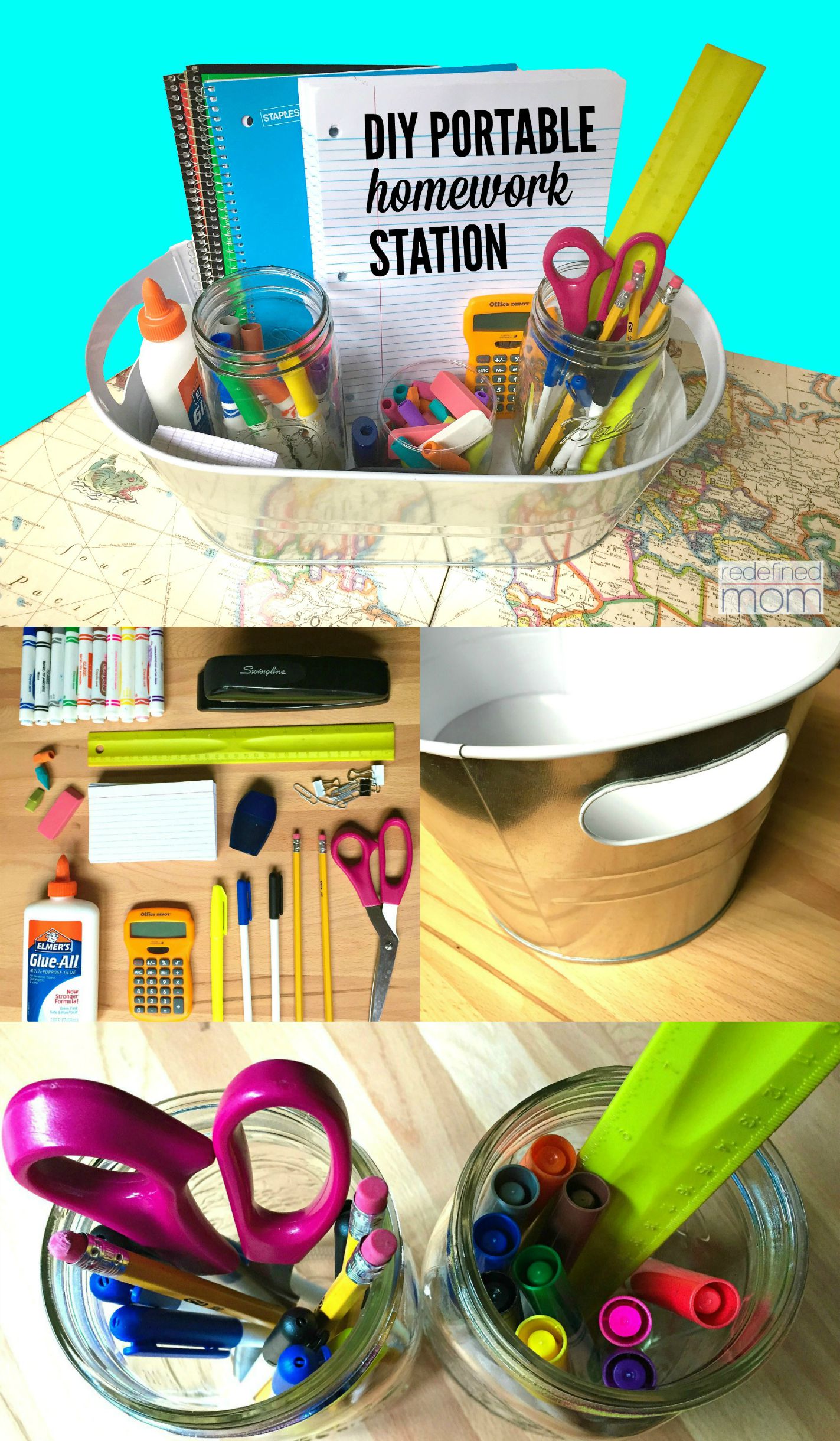 DIY Portable Homework Station Collage