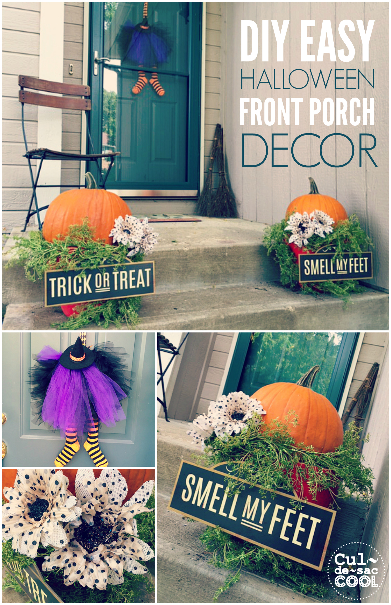 DIY Easy Halloween Front Porch Decor collage 3