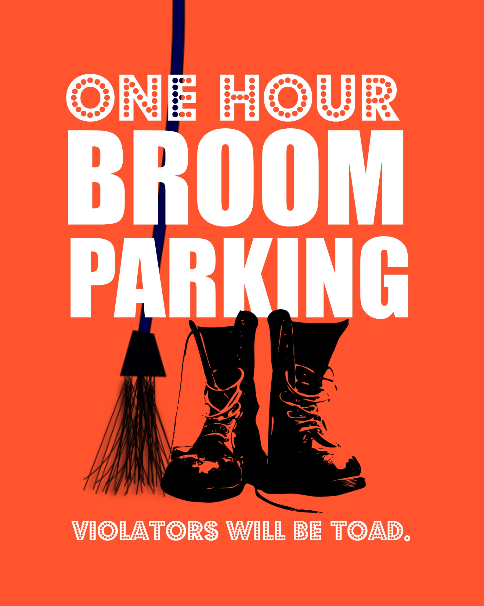 One Hour Broom Parking Sign