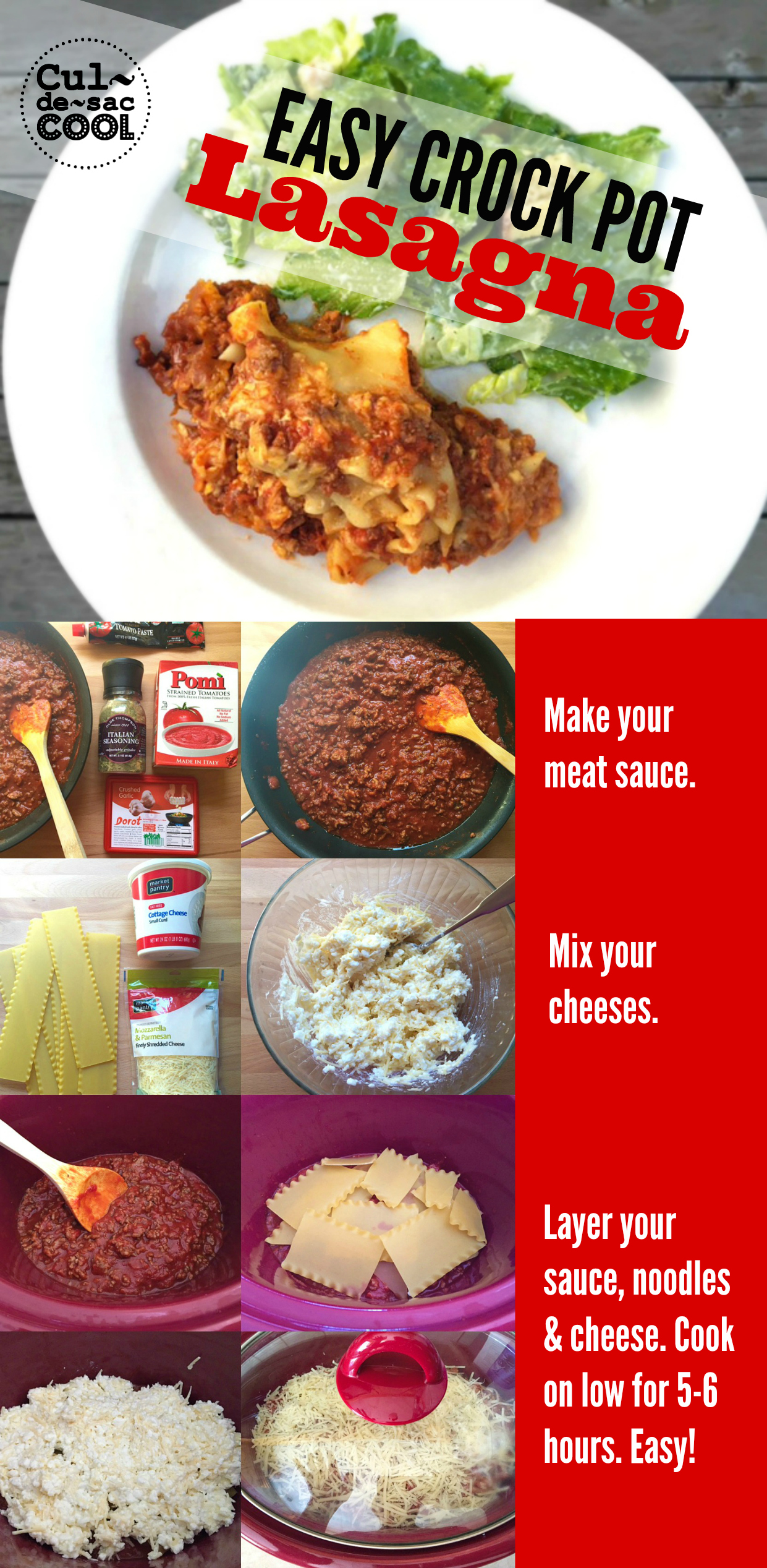 Easy Crock Pot Lasagna Collage