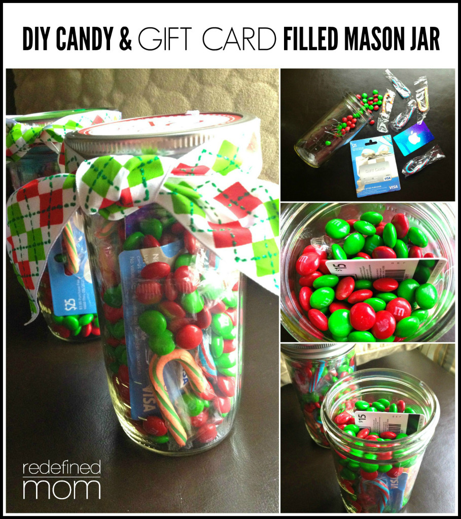 DIY Candy and Gift Card Filled Mason Jar Gift