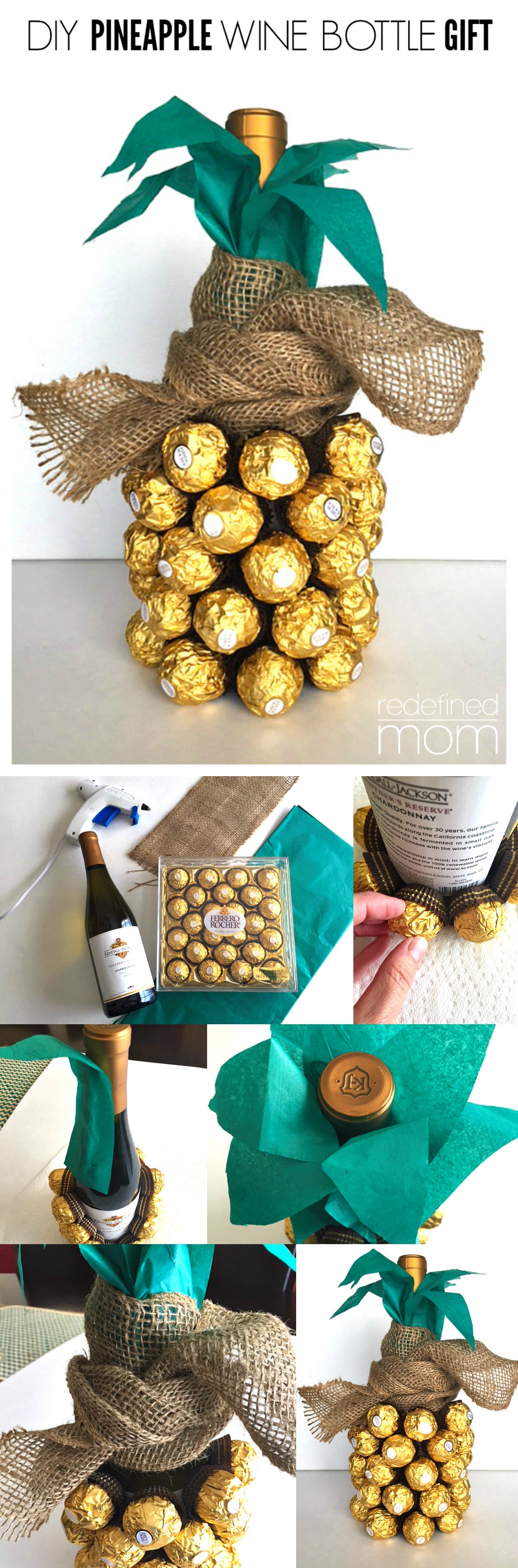DIY Pineapple Wine Bottle Gift Collage