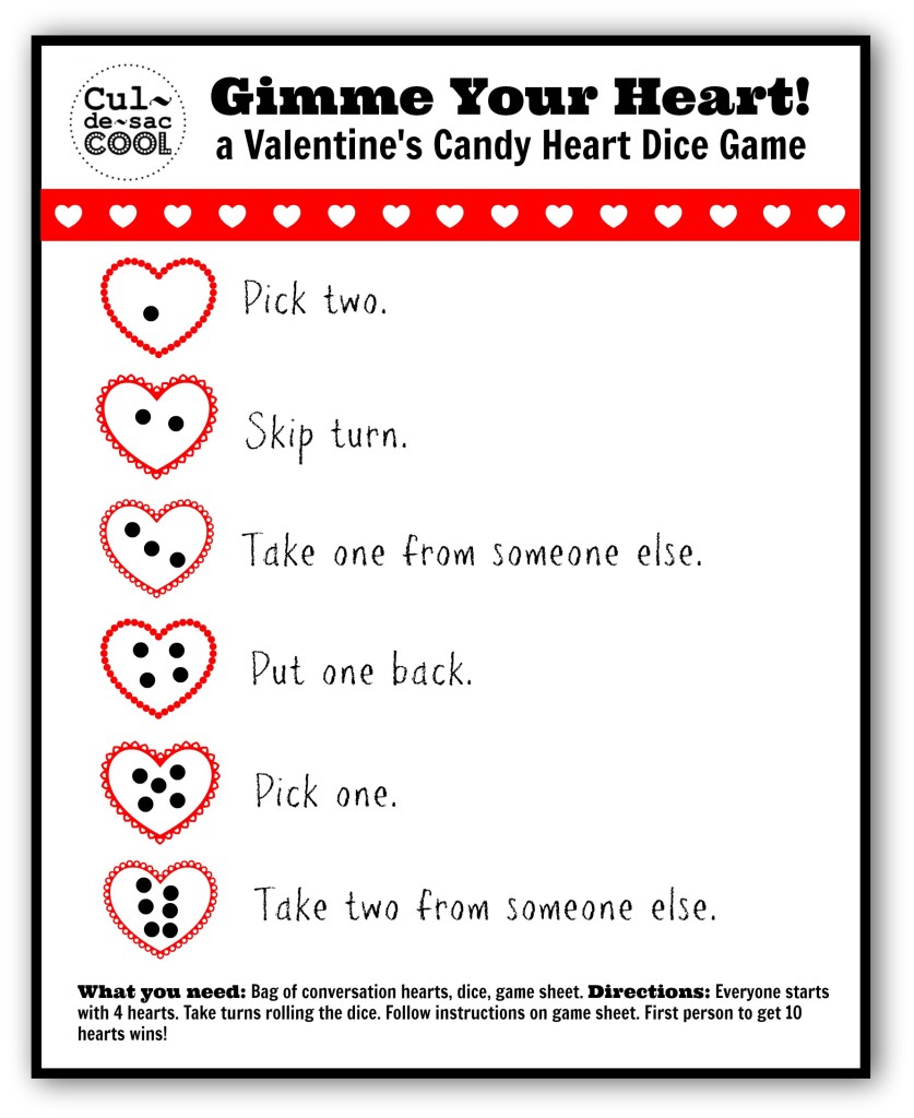Gimme Your Heart Valentines Candy Heart Dice Game 2