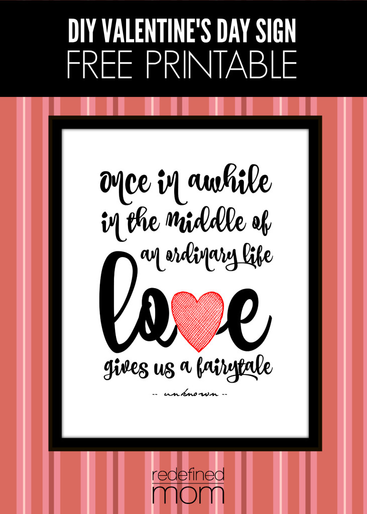 DIY Valentines Day Sign Free Printable cover