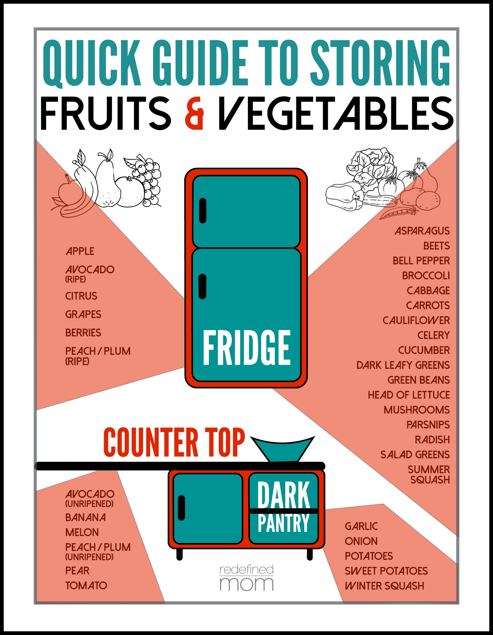 How to Store Fruits and Vegetables Info Graphic