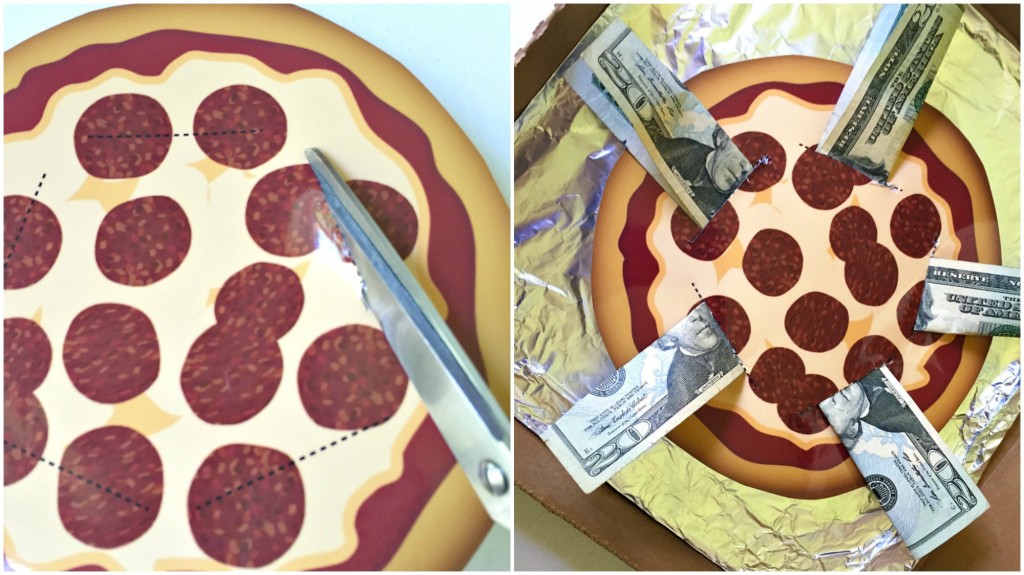 DIY Pizza Box Cash Gift Collage 1