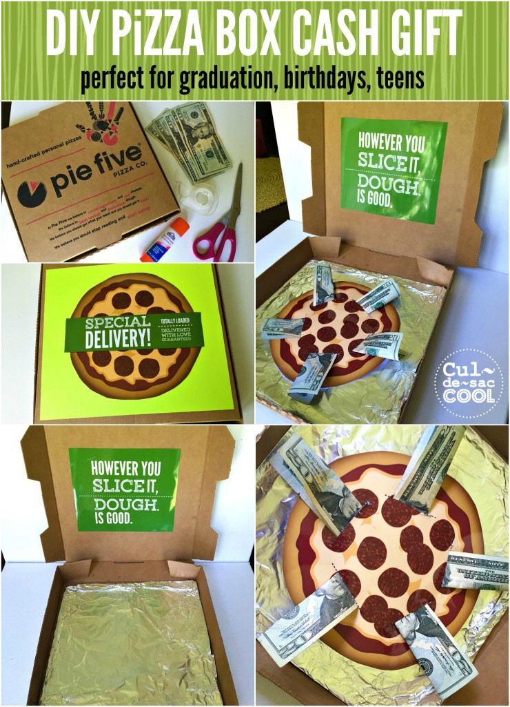 DIY Pizza Box Cash Gift Collage 2