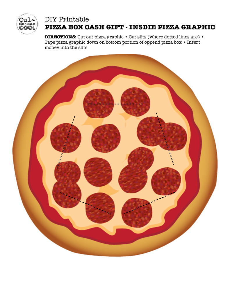 Pizza Box Cash Gift - Inside Pizza Graphic