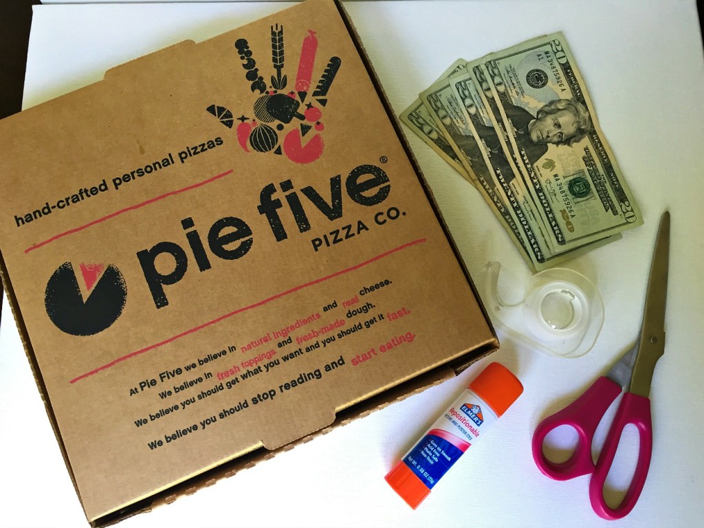DIY Pizza Box Cash Gift supplies