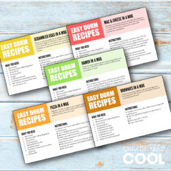 5 Easy Dorm Food Printable Recipe Cards for your College Student