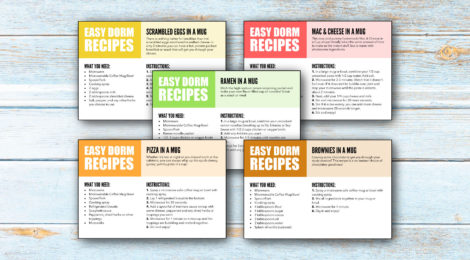 5 Easy Dorm Food Printable Recipe Cards for your College Student